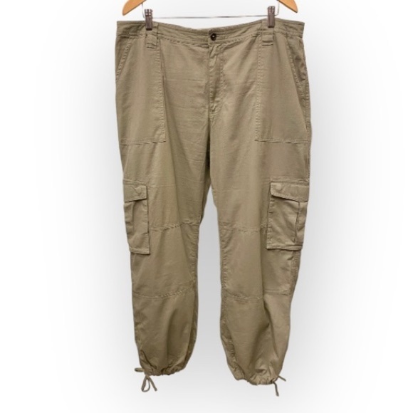 Abercrombie XL Cargo Relaxed Jogger Pants Women’s Tan Beige Cotton Lyocell - Picture 1 of 10